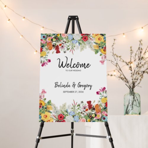 Floral Garden Flowers Wedding Welcome Sign