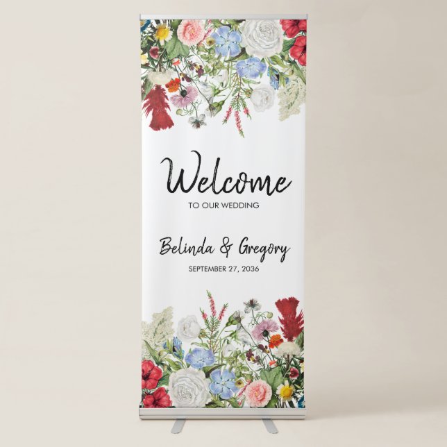 Floral Garden Flowers Wedding Welcome Sign (Front)
