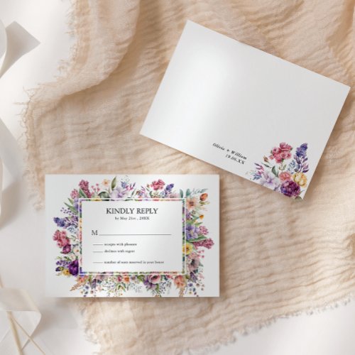 Floral Garden Frame RSVP Wedding Enclosure Card