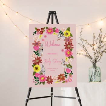 Floral Garden Girl Baby Shower Welcome Sign by CartitaDesign at Zazzle