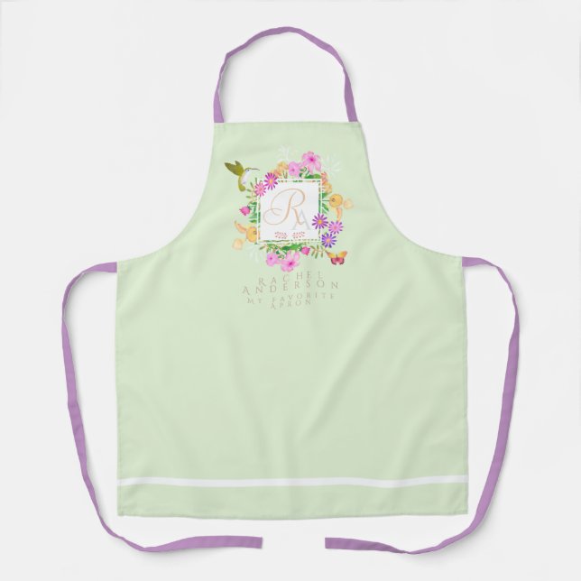 Floral Garden Green Apron (Front)