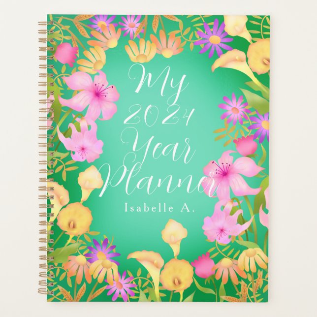 Floral Garden Green Planner (Front)