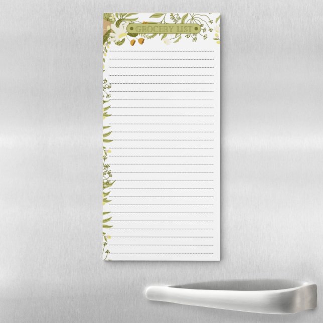 Floral Garden Grocery List Magnetic Note Pad (In Situ)