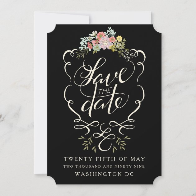 Floral Garden Hand Lettering Save The Date Cards