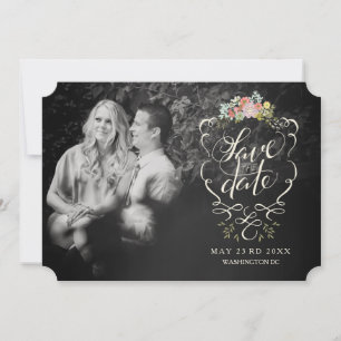 Floral Garden Hand Lettering Save the Date Cards