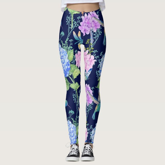 Floral Garden Hummingbird Dragonfly Legging (Front)