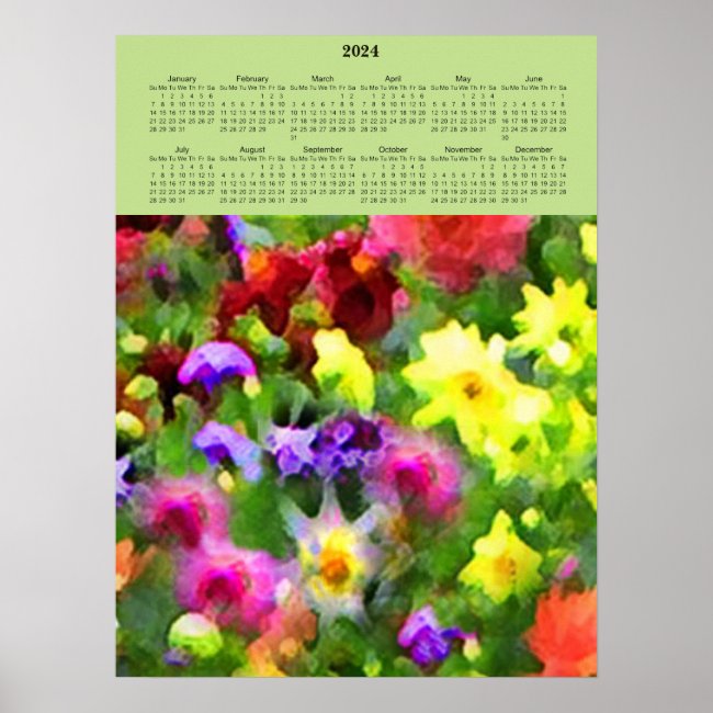 Floral Garden Impressions 2024 Green Calendar 