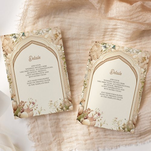 Floral Garden Indian Palace Wedding Enclosure Card