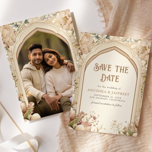 Floral Garden Indian Palace Wedding Photo Save The Date