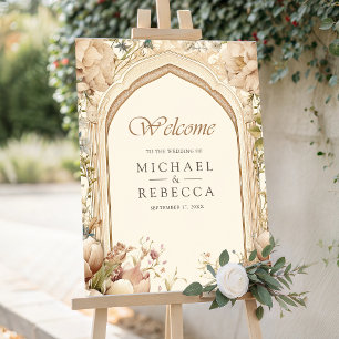 Floral Garden Indian Palace Wedding Welcome Sign