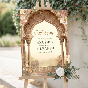 Floral Garden Indian Palace Wedding Welcome Sign