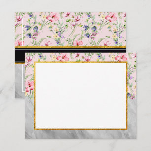 Floral Garden & Marble Desk Stationery Gift Note Card