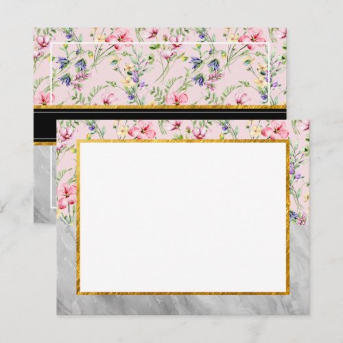 Floral Garden & Marble Desk Stationery Gift Note Card