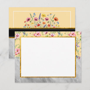 Floral Garden & Marble Desk Stationery Gift Note Card