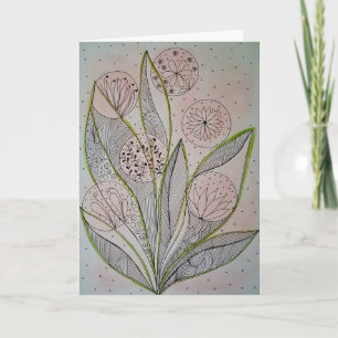 Floral Garden Mixed Media Folded Greeting Card