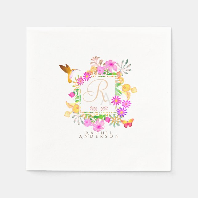 Floral Garden Monogram Napkins (Front)