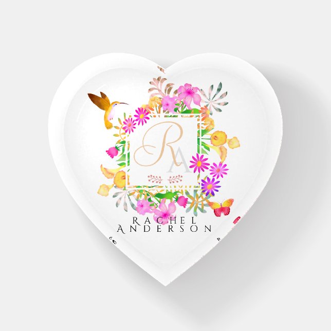 Floral Garden Monogram Paperweight (Front)