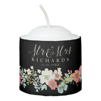 Floral Garden Mr & Mrs Wedding Candles