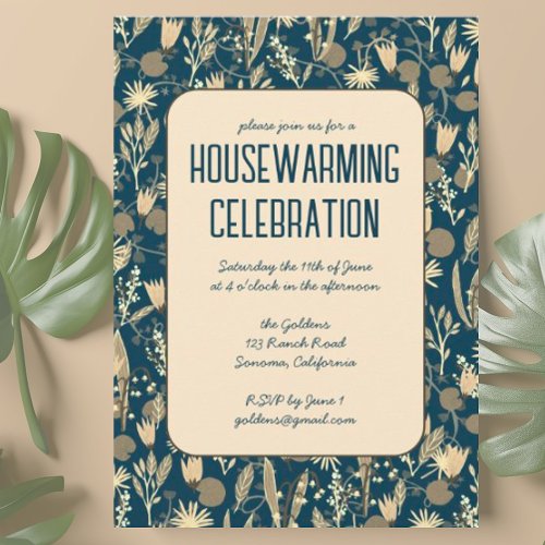 Floral Garden Neutrals Custom HOUSEWARMING PARTY Invitation