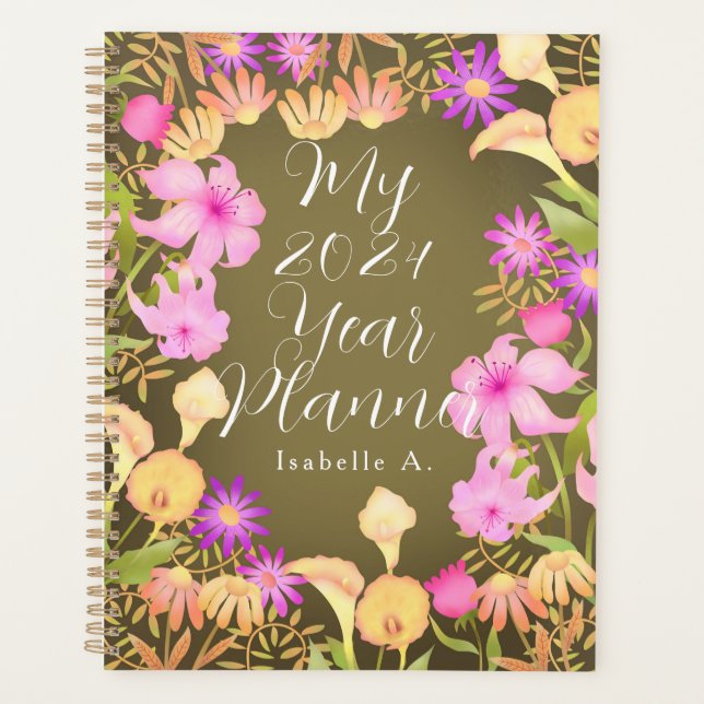 Floral Garden Olive Planner (Front)
