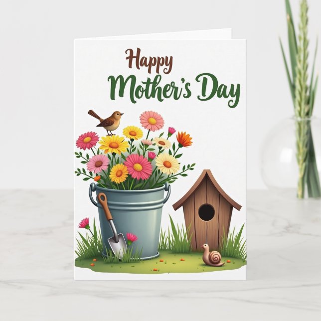 Floral Garden Pail Bloom Card (Front)