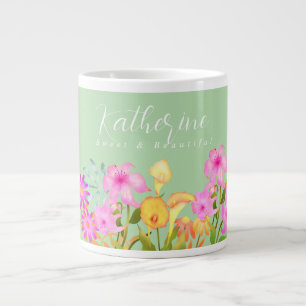 Floral Garden Pale Green Giant Coffee Mug
