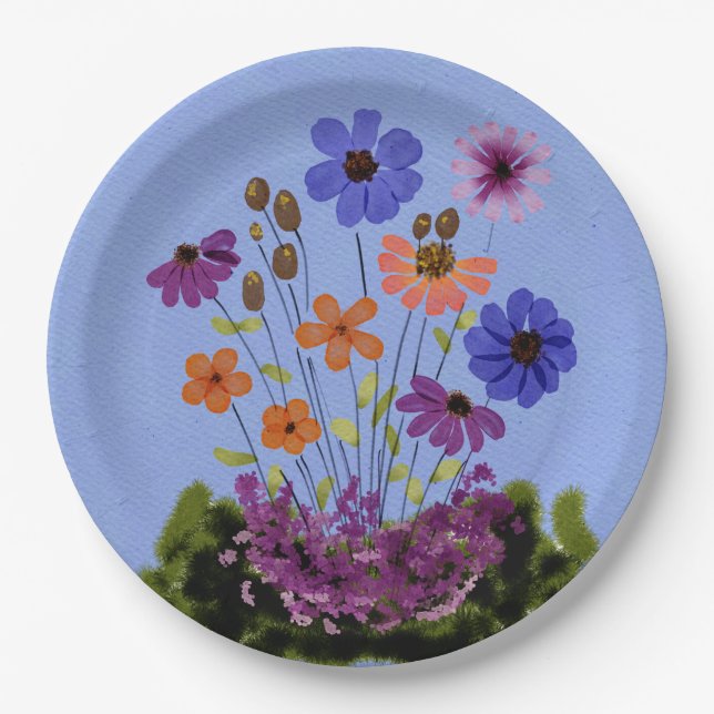 Floral garden paper plates (Front)