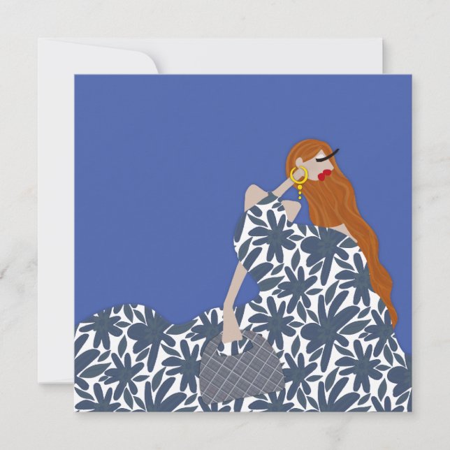 Floral Garden Party Fashion Illustration Art Card (Front)