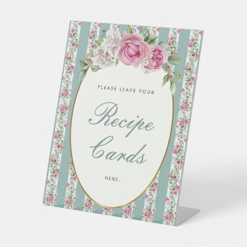 Floral Garden Party Recipe Cards Bridal Shower Pedestal Sign