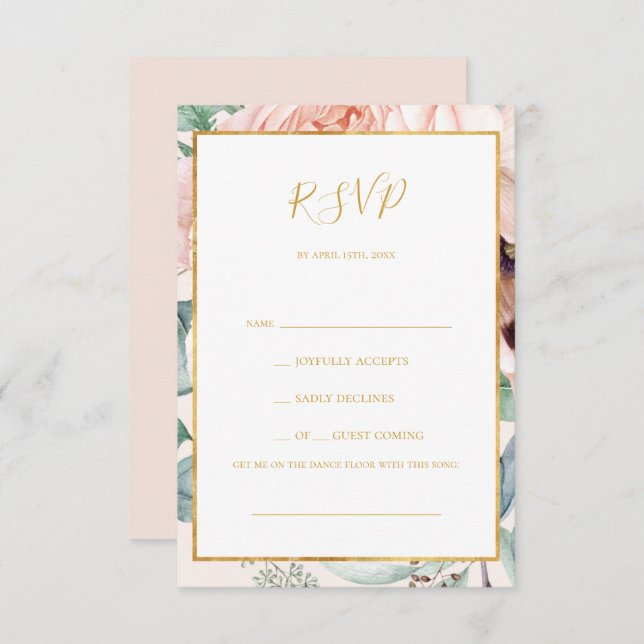 Floral Garden Pastel Song Request RSVP Card (Front/Back)