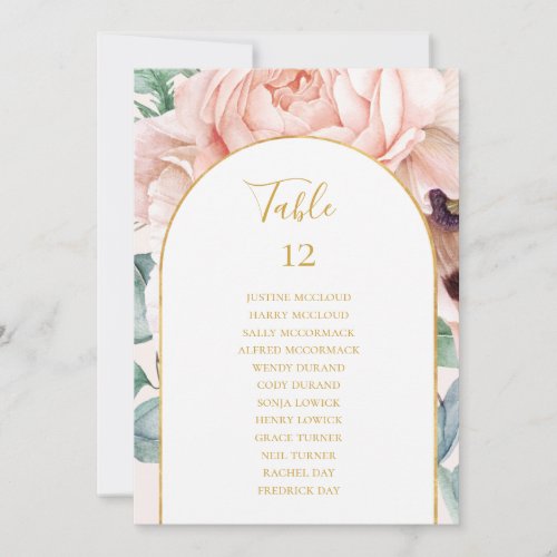 Floral Garden  Pastel Table Number Seating Chart