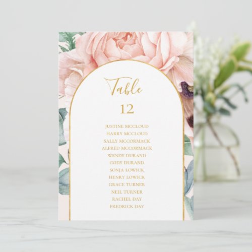 Floral Garden  Pastel Table Number Seating Chart