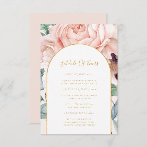 Floral Garden  Pastel Wedding Schedule of Events Enclosure Card