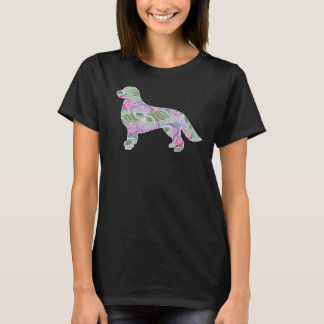 Floral Garden Pattern Golden Retriever T-Shirt