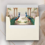 Floral Garden Peacocks Cream Indian Wedding Envelope<br><div class="desc">Elegant wedding envelopes featuring beautiful peacocks and vintage arches.</div>