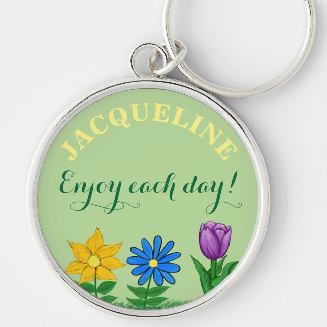 Floral Garden Personalized Name Keychain (Front)