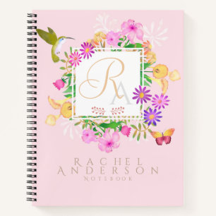 Floral Garden Pink Monogram Notebook