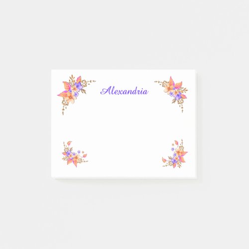 Floral Garden Pink Watercolor Personalize Post_it Notes