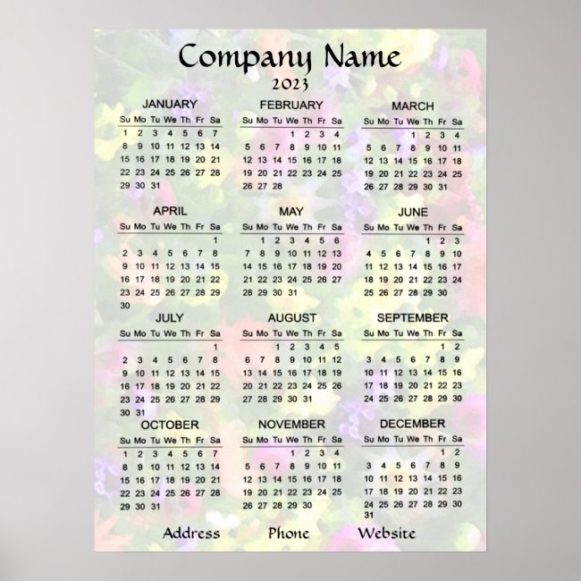 Floral Garden Promotional 2023 Calendar Poster