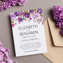 Floral Garden Purple Violet Lavender Lilac Wedding Invitation