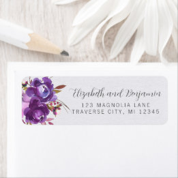 Floral Garden Purple Violet Lavender Peony Address Label