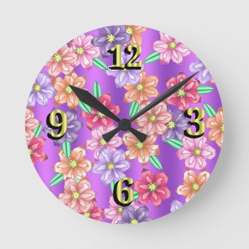 Floral garden purple Wall Clock