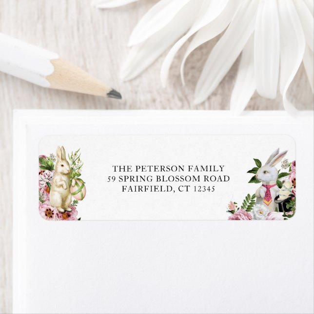 Floral Garden Rabbit | Botanical Address Label (Insitu)