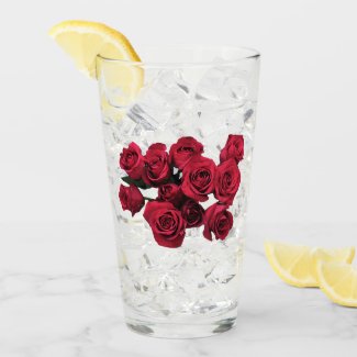 Floral Garden Red Rose Flowers Glass Tumbler