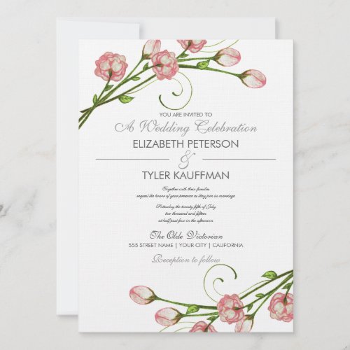 Floral Garden Roses Wedding Invitation