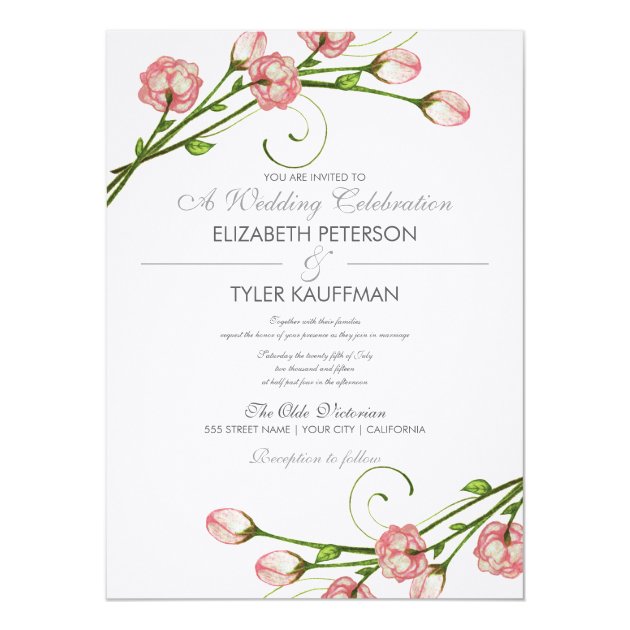 Floral Garden Roses Wedding Invitation