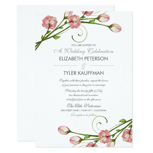 Floral Garden Roses Wedding Invitation