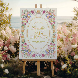 Floral Garden Spring Baby Shower Welcome Sign