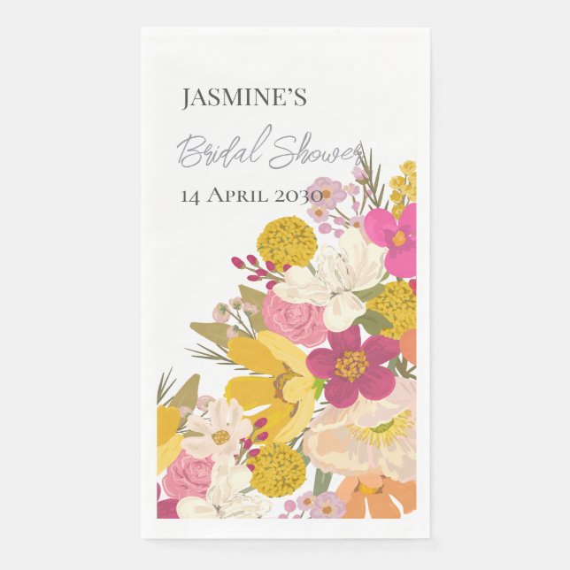  Floral Garden Summer Bridal Shower    Paper Guest Towels (Front)