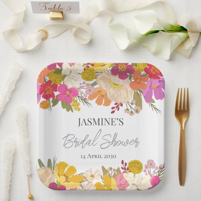  Floral Garden Summer Bridal Shower    Paper Plates (Wedding)